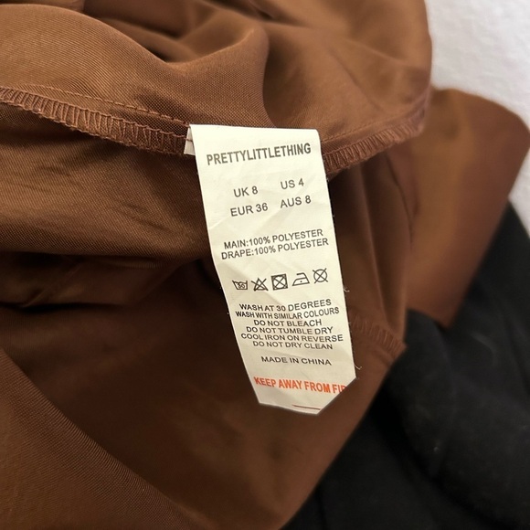 PRETTY LITTLE THING Chocolate Satin Chiffon Drape Blazer Dress • Size: 4 • NWT - Picture 11 of 12